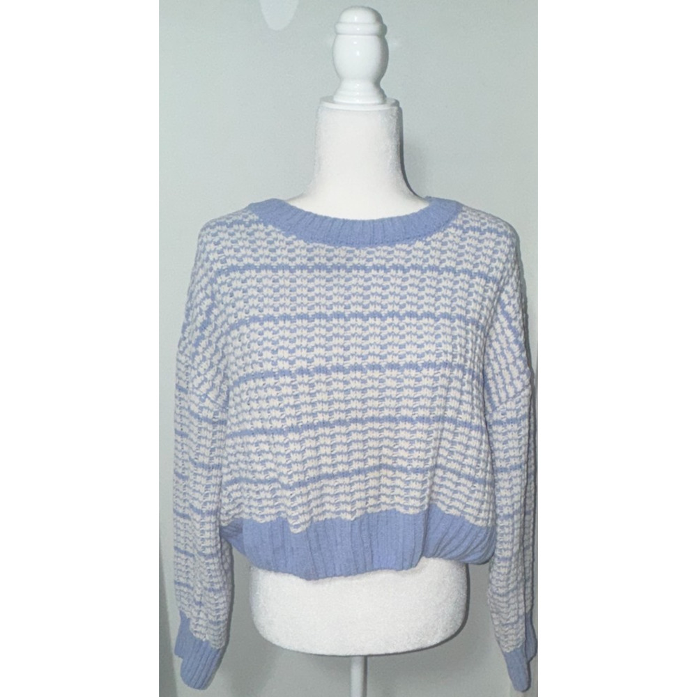 Major Label Group Womens L Sweater Knit Striped Cropped Cool Weather Cozy Soft